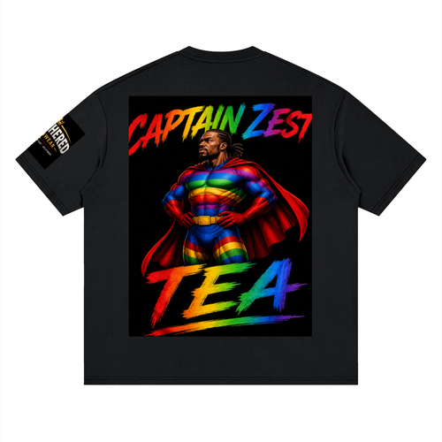 Unbothered "Captain Zest-Tea" Street Shirt Loose Drop Shoulder T-Shirt