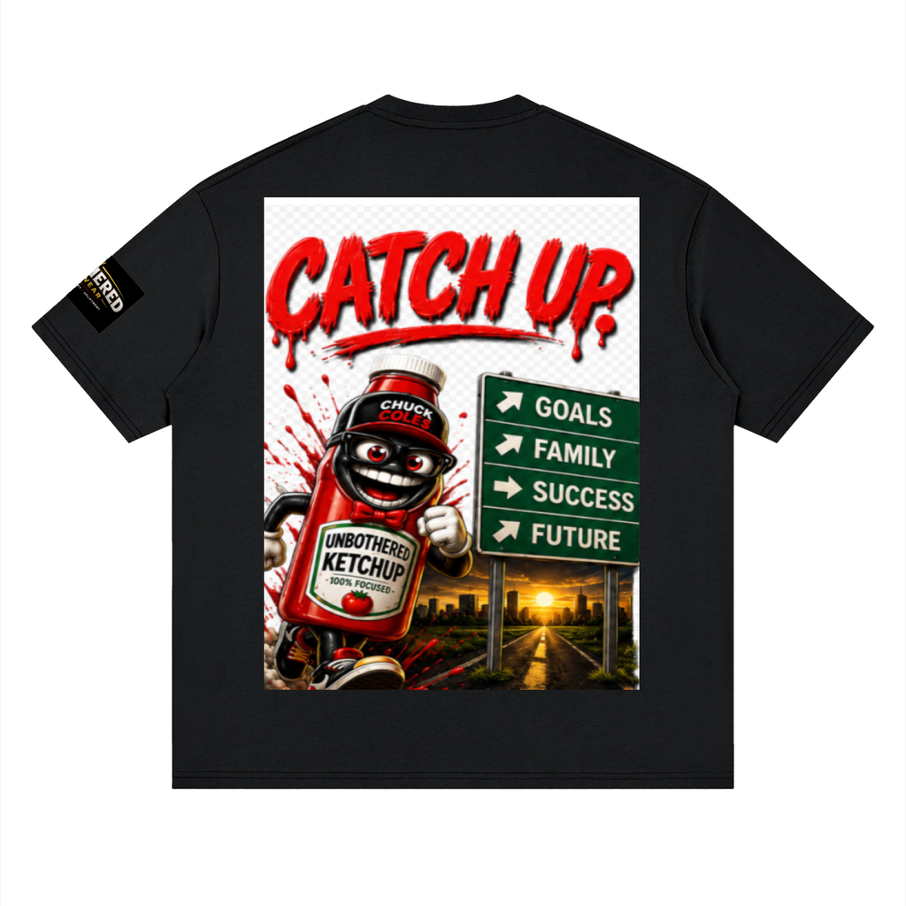 Unbothered "mustard and catch up" Streetwear Loose Drop Shoulder T-Shirt