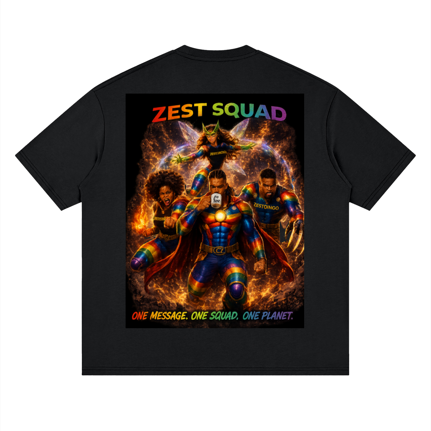Unbothered "Zest Squad"Streetwear Loose Drop Shoulder T-Shirt