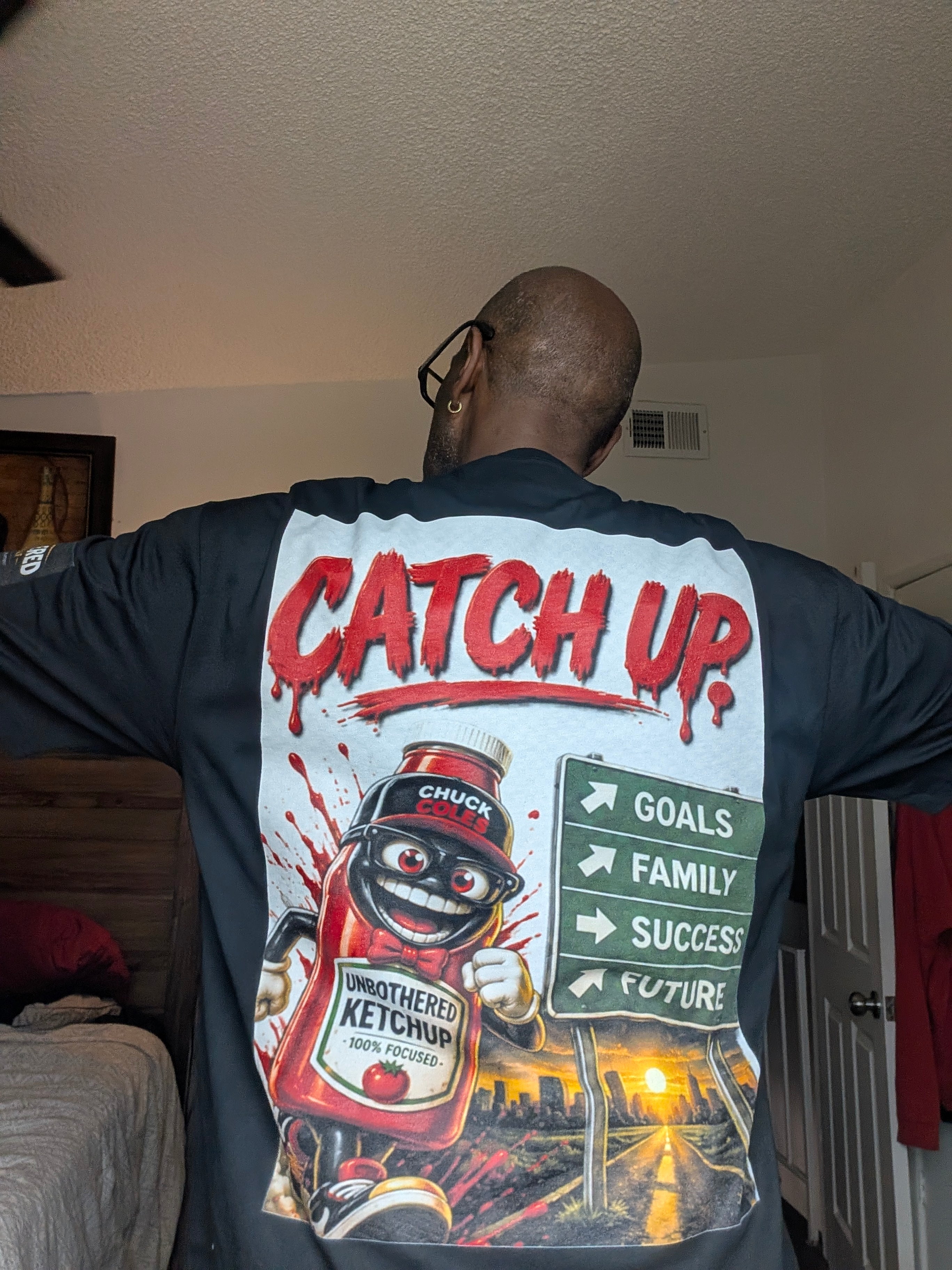 Unbothered "mustard and catch up" Streetwear Loose Drop Shoulder T-Shirt