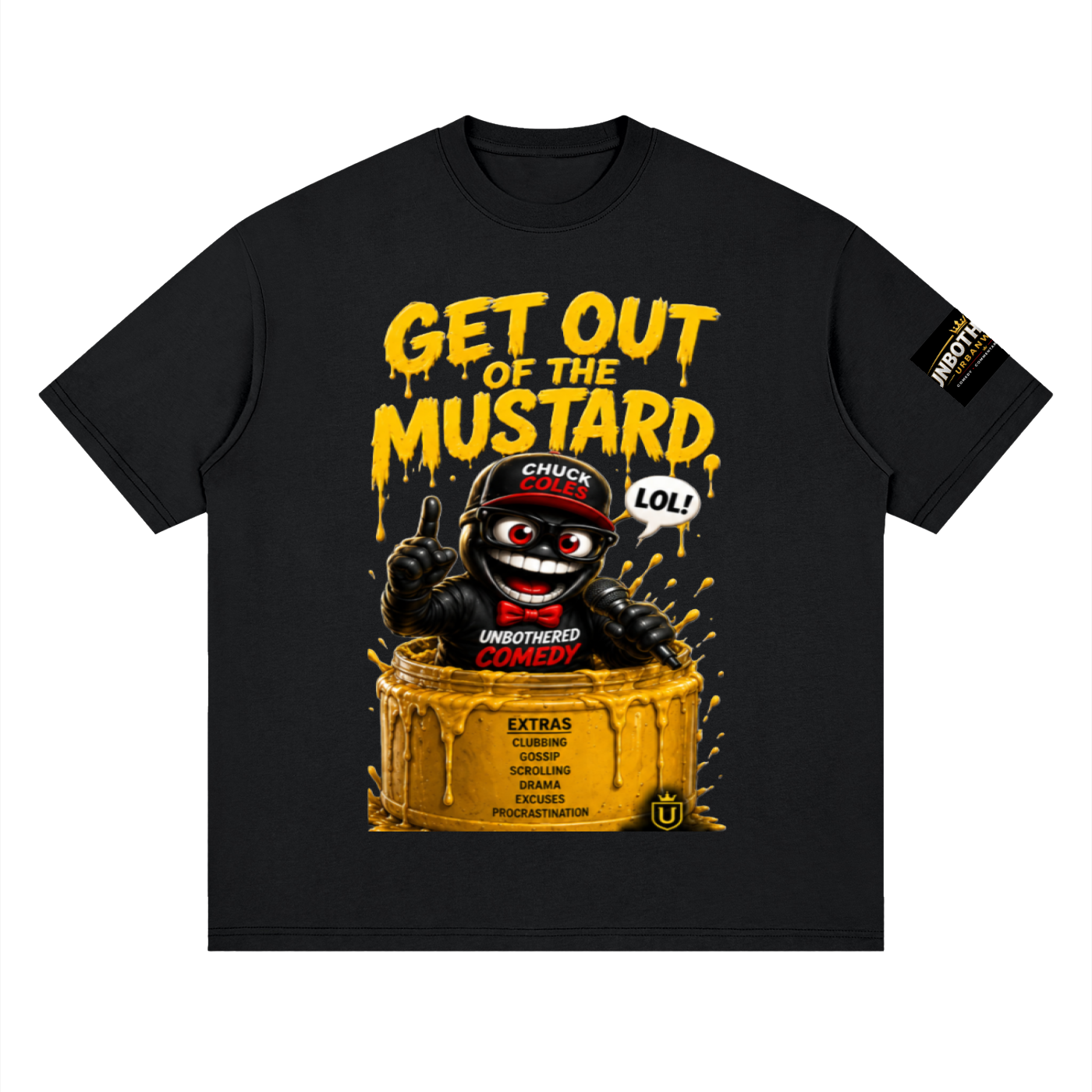 Unbothered "mustard and catch up" Streetwear Loose Drop Shoulder T-Shirt